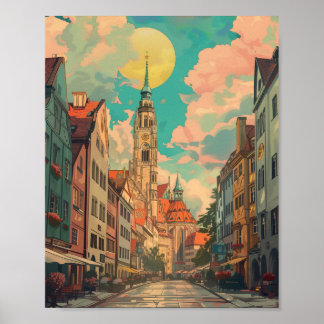 Retro City Munich Germany Poster
