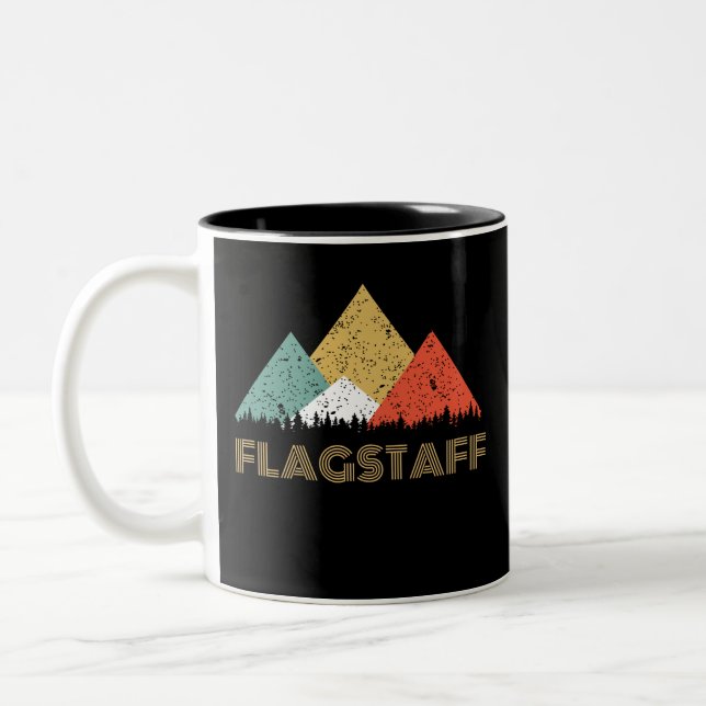 Retro City of Flagstaff Mountain Two-Tone Coffee Mug (Left)