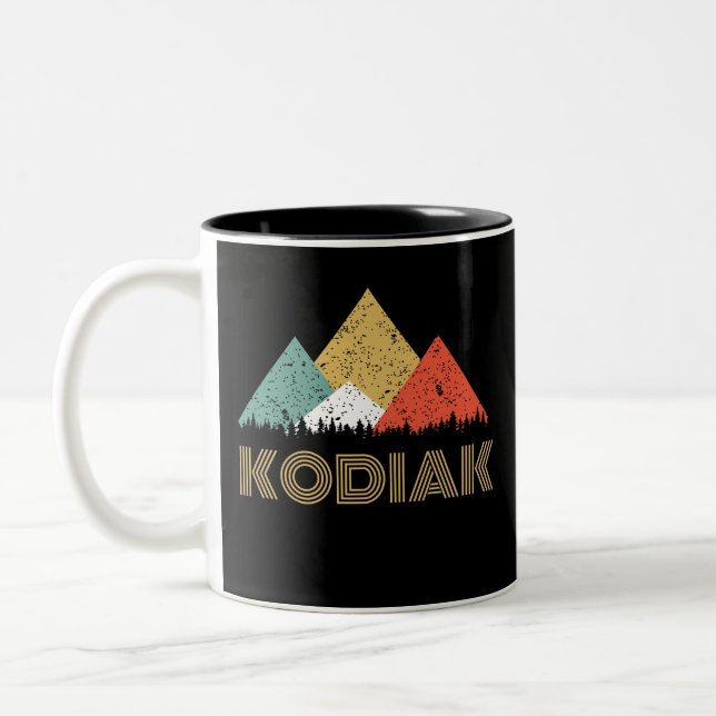 Retro City of Kodiak Mountain Two-Tone Coffee Mug (Left)