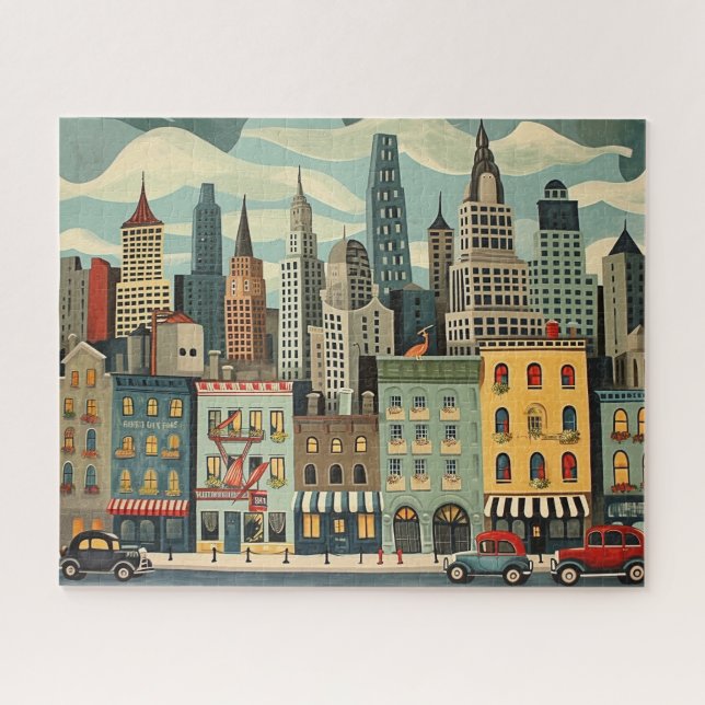 Retro City Street Art Jigsaw Puzzle (Horizontal)