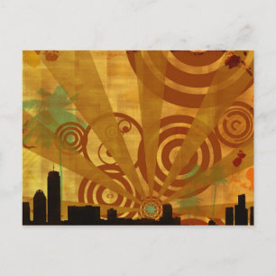 retro cityscape postcard