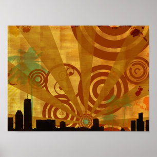 retro cityscape poster