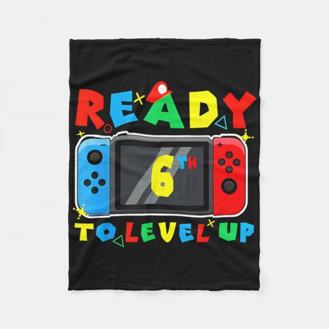 Retro Ck To School 6th Ready To Level Up Gamer For Fleece Blanket (Front)