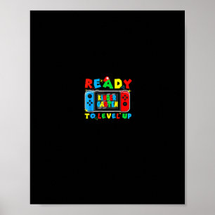 Retro Ck To School Kindergarten Ready To Level Up Poster