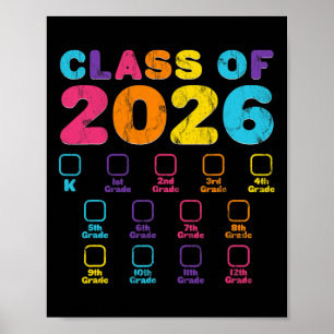 Retro Cl Of 2026 Space For Grade Checkmark Graduat Poster