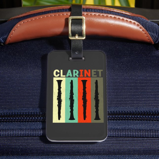 Retro Clarinet Luggage Tag (Front Insitu 2)