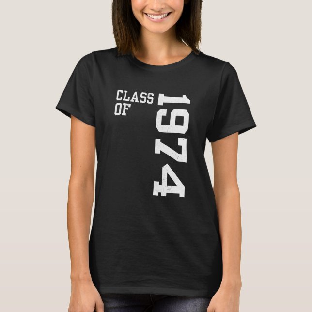 Retro Class of 1974 Senior High School Reunion Vin T-Shirt (Front)