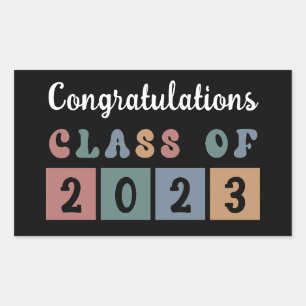 Retro Class of 2023 Graduation Cute Rectangular Sticker