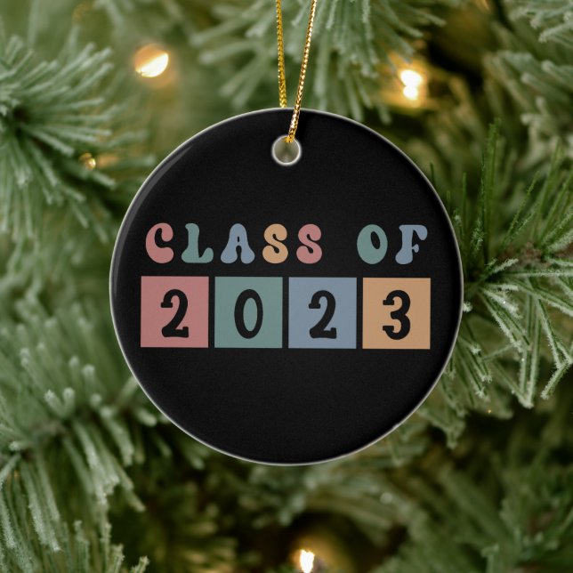 Retro Class of 2023 School College graduation Gift Ceramic Tree Decoration (Tree)