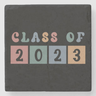 Retro Class of 2023 School College graduation Gift Stone Coaster