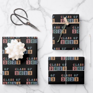 Retro Class of 2023 School College graduation Gift Wrapping Paper Sheet