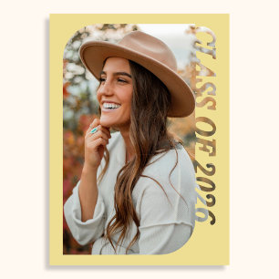 Retro Class Of 2026 Photo Minimalist Citrus Invitation