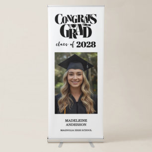 Retro Class of Congrats Graduation Photo Retractable Banner