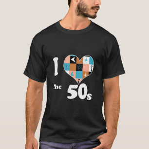 Retro Classic 60s 1950s 1960s Mid Century I Heart  T-Shirt