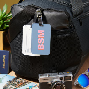 Retro Classic 70s 80s Bold Momogram Personalised Luggage Tag