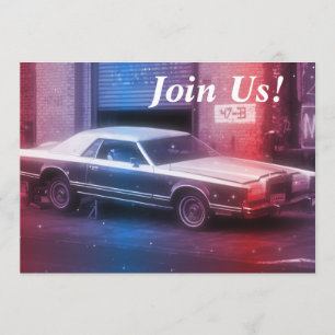 Retro Classic 70's Car Retirement Birthday Party Invitation