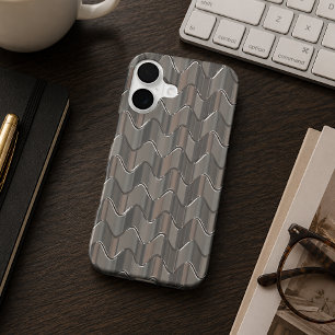 Retro Classic 70s Faux Metal Waves Art Pattern