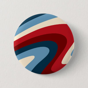 Retro classic 70s swirls 6 cm round badge
