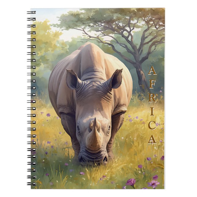 Retro Classic African Rhino Notebook (Front)