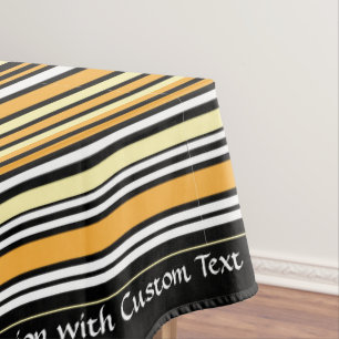 Retro Classic Black Yellow Stripe Personalised Tablecloth