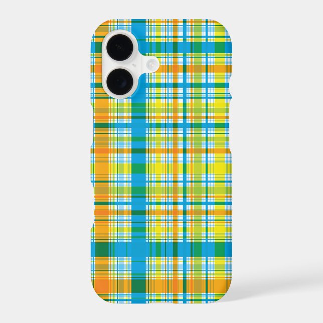 Retro Classic Blue Orange Plaid Summer Art Pattern (Back)