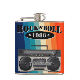 Retro classic boom box rock n roll music vintage hip flask