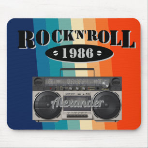 Retro classic boom box rock n roll music vintage mouse mat