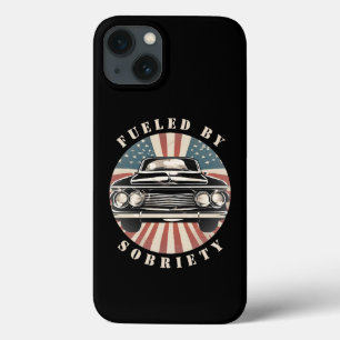 Retro Classic Car American Flag Fuelled By Sobriet iPhone 13 Case