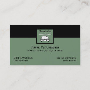 Retro Classic Car Garage Business Cards