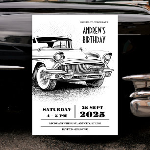 Retro classic Car heritage automotive Invitation