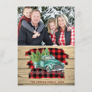Retro Classic Christmas Truck PHOTO Greeting Holiday Card