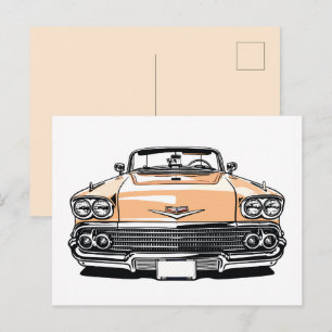 Retro Classic Convertible Front Pop Art Postcard