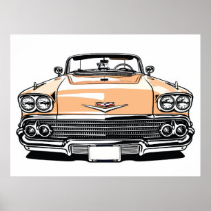 Retro Classic Convertible Front Pop Art Poster