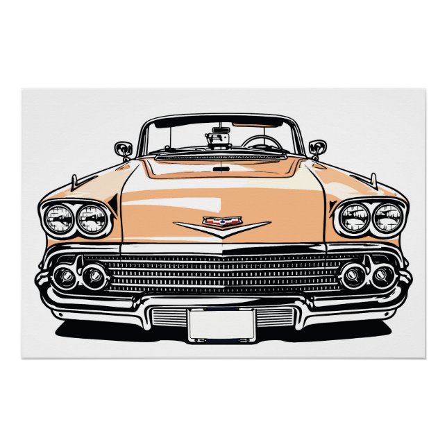 Retro Classic Convertible Front Pop Art Poster (Front)