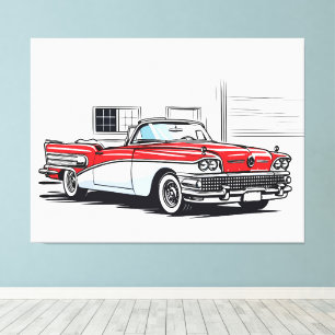 Retro Classic Convertible Side Pop Art Canvas Print