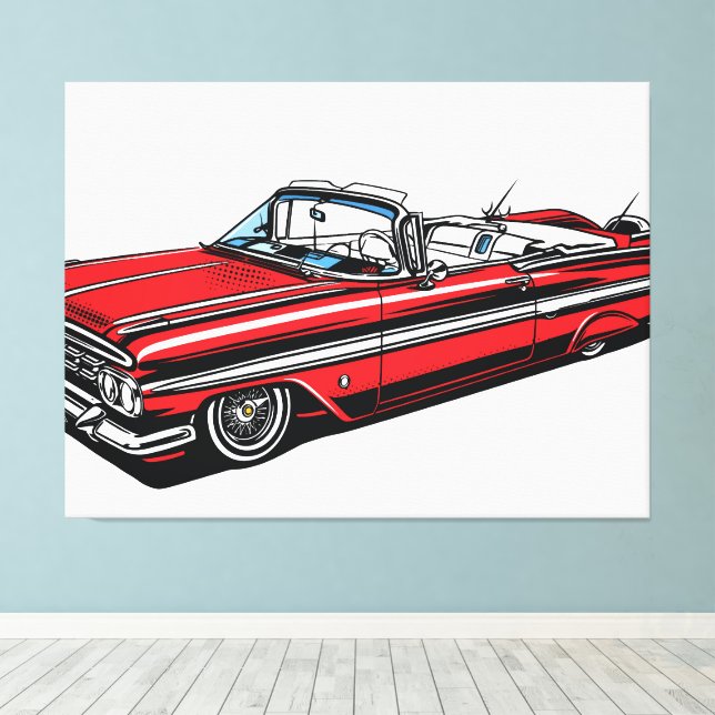 Retro Classic Convertible Side Pop Art  Canvas Print (Insitu(Wood Floor))