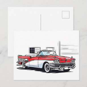 Retro Classic Convertible Side Pop Art Postcard