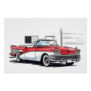 Retro Classic Convertible Side Pop Art Poster