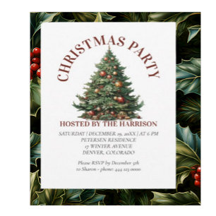 Retro Classic Cute Christmas Tree  Invitation