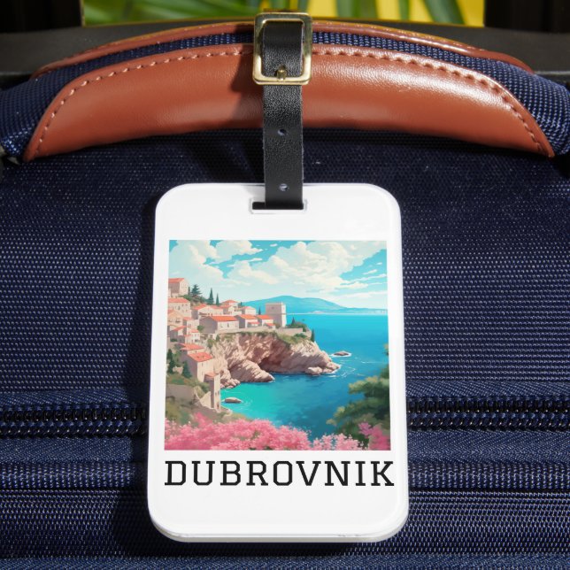 Retro Classic Dubrovnik Croatia  Luggage Tag (Front Insitu 2)