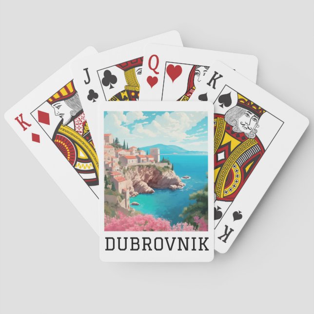Retro Classic Dubrovnik Croatia  Playing Cards (Back)