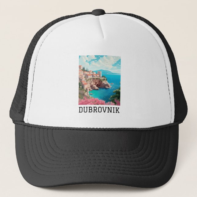 Retro Classic Dubrovnik Croatia  Trucker Hat (Front)