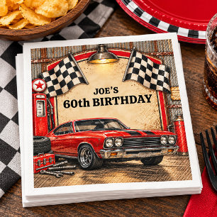 Retro Classic Garage Muscle Car Racing Birthday Napkin