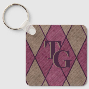 Retro Classic Purple Diamond Argyle Monogram Key Ring