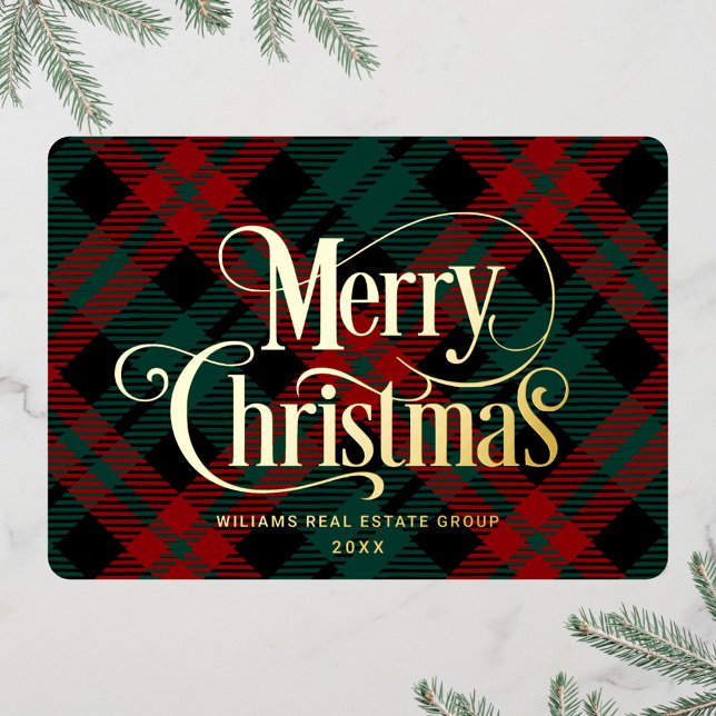 Retro Classic Sparkle Merry Christmas Gold Foil Holiday Card (Creator Uploaded)