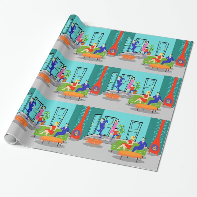 Retro Classic Television Wrapping Paper (Unrolled)