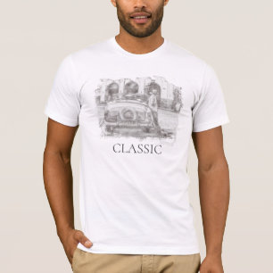 *~* Retro Classic Vintage Antique Car Sketch Man T-Shirt