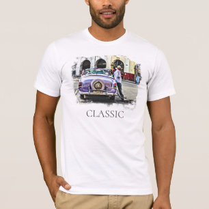 *~* Retro Classic Vintage Antique Man Leaning Car T-Shirt