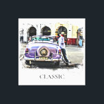 *~* Retro Classic Vintage Car Antique Man Canvas Print<br><div class="desc">WALL ART - CANVAS - CLASSIC CARS - Man leaning on car art. Watercolor Grunge style Paintings - PERSONALIZE TEXT IF DESIRED. The background is WHITE. Energetically Enhanced Digital Paintings Retro Classic Vintage Antique Car , Auto , Automobiles. * A man is enjoying the day with his classic convertible. The...</div>