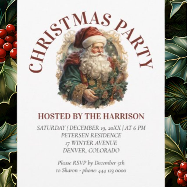 Retro Classic Vintage Santa Claus  Invitation (Your Christmas smile can be as wide as those of your guests when you plan ahead for ...)
